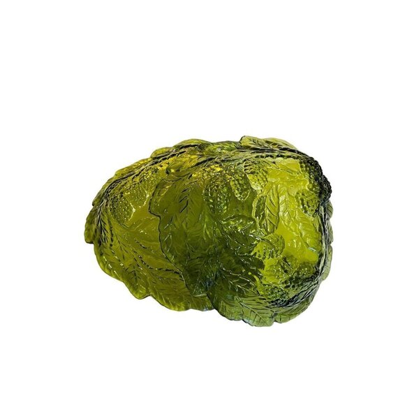 Vintage Loganberry Olive Green Dish Indiana Glass Co. Bowl Candy Dish Set of 2 - Picture 5 of 10